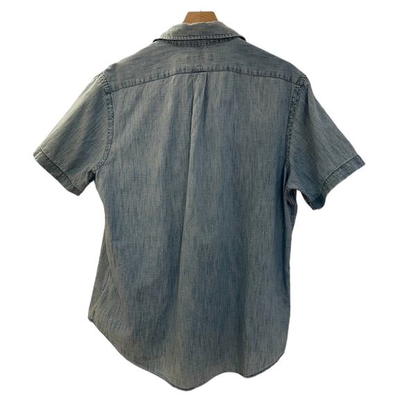Ralph Lauren Men's Denim Blue Button Up Short Sleeve Shirt – Large - Picture 8 of 9